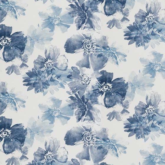 blue and white curtain material